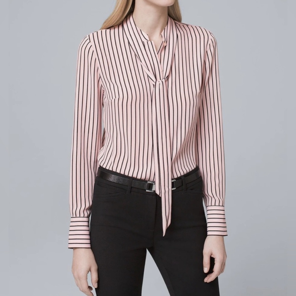 WHBM Pinstripe Blouse - Picture 6 of 7